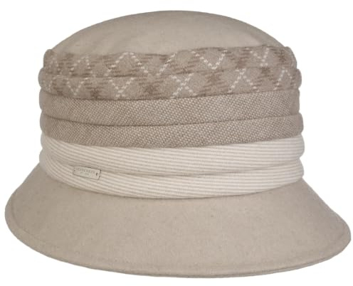 Seeberger Castela Damenhut Glockenhut Winterhut Damen - mit Futter Herbst Sommer Frühjahr Winter Frühling-Sommer Herbst-Winter - One Size Hellbeige
