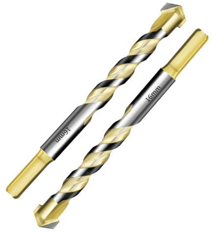 Teronbeta Punte per Piastrelle 16mm x 2pcs Punte da Trapano Multimateriale per Piastrelle, Muratura, Calcestruzzo, Mattone, Cemento, Vetro, Porcellana
