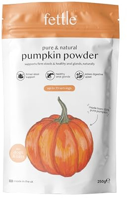 100% Pure Pumpkin Powder for Dogs & Cats – High Fibre Pumpkin Puree For Dogs and Cats – Banish Fishy Odours – Gentle Digestion Relief, Stop Scooting, Supports Gland Health – 250g, up to 66 Servings
