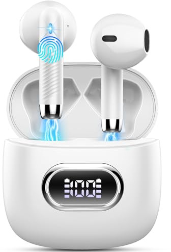 Auriculares Inalambricos Bluetooth, Auriculares Bluetooth 5.4 con 4 HD Mics, Nuevos Cascos Inalambricos Bluetooth 42H HiFi Estéreo Reducción de Ruido ENC, Audifonos IP7 Impermeable, Pantalla LED/USB-C