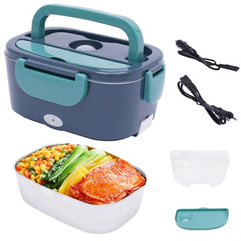 40W Elektrische Lunchbox, 1.5L Essensbox, Warmhaltebehälter Essen Elektrisch mit Suppenbox, Tragbarer Sistema Lunchbox, Edelstahl Wärmeboxen für Essen, für Auto, LKW, Bür