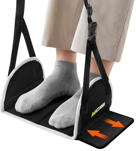 Hängematte, Fußstütze aus Premium Memory Foam, MATT SAGA tragbare verstellbare Flugzeug Beinauflage, nicht kollidieren Fußstütze bietet Entspannung und Komfort für lange Flüge
