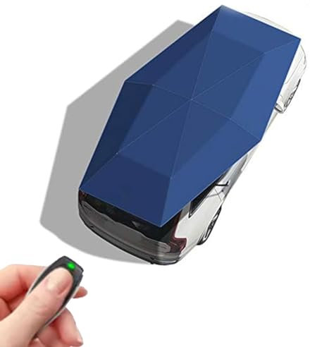 Cochera Plegable con protección Solar, cochera móvil para Carpa General Motors, refugios a Prueba de Sol con Dosel Anti-UV, para Carpas al Aire Libre, Control Remoto automático, Azul Marino, 4,9 x 2