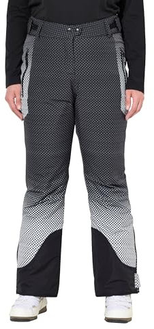 Ulla Popken Damen große Größen Übergrößen Plus Size Skihose, wasserdicht, Punkte, Klettriegel, Schneefang schwarz 58 834700100-58