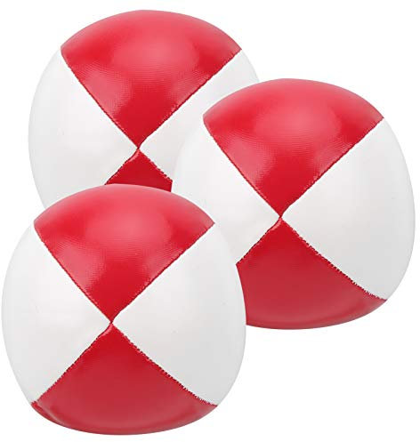 QANYEGN 3-teilige Jonglierbälle aus PU-Leder, Performance-Übungsbälle, Jonglierkeulen-Kits, Indoor-Freizeit-Jonglierset für Anfänger (Rot und Weiß)