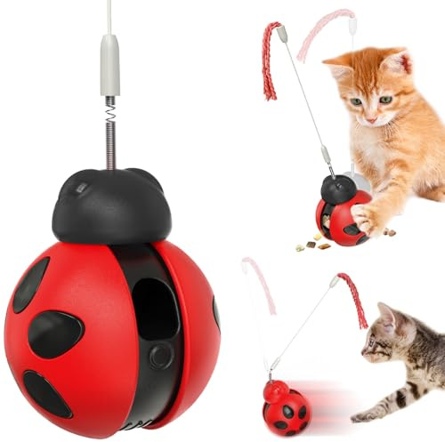 KONOATOR Katzen-Leckerli-Spender, Spielzeug, rollendes Wackel-Design mit Federstab, interaktives Futter-Puzzle für Katzen