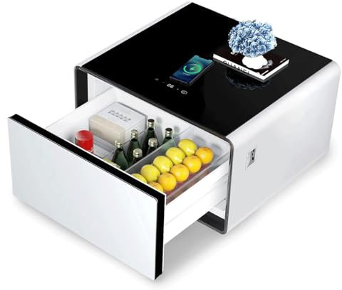 Smart Nightstand with Built in Fridge Wireless Charging and Secure Bedside Cabinet