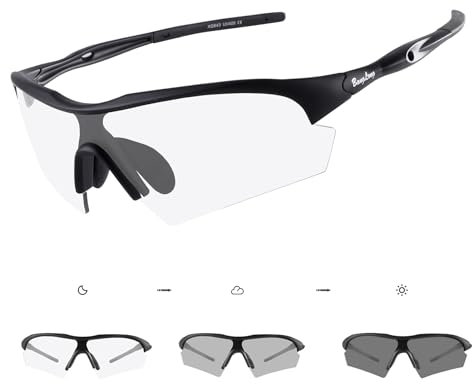 BangLong Selbsttönend Sonnenbrille Fahrradbrille Herren Damen UV400 Schutz TR90 Rahmen Sportbrille für Schnelle Radfahren Laufen Baseball Fahrrad Mtb Outdoorsport