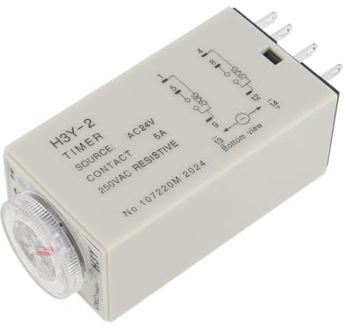 ECSiNG Relé de Tiempo H3Y-2 de 1 Pieza Relé de Tiempo de Retardo de 10 S 5 A 8 Pines CA de 24 V Relé de Retardo de Tiempo de 0,5 S A 10 S para Aplicaciones Industriales de Control de Automatización
