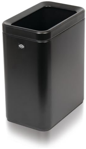 Clorox Cubo pequeño de basura de metal abierto y delgado de 2,6 galones con cubo extraíble para espacios estrechos, cubo de basura de acero inoxidable para baño, dormitorio u oficina, color negro