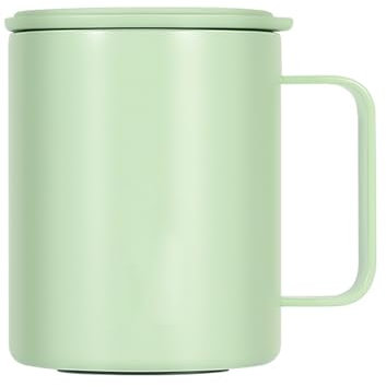 Taza De Café para Llevar De 400 Ml Vaso Termo Cafe para Llevar Termo Cafe para Llevar Taza Termo Cafe para Llevar Taza De Café Con Asa y Tapa Deslizante para Café Frío y Caliente, Leche y Té (Verde)