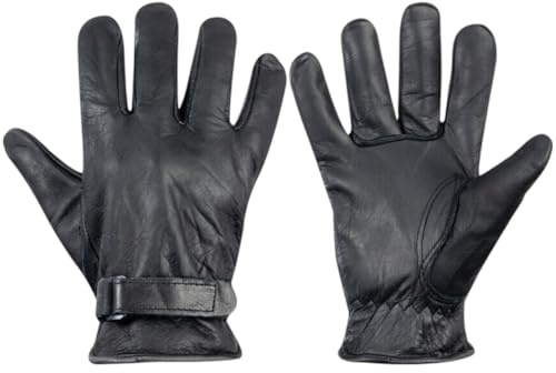 ​12x Pairs Premium Black Leather Fleece Lined Warm Truck Driver Safety Work Gloves HGV Drivers Forklift Lorry Driving Gardening Glove Size 10 XL