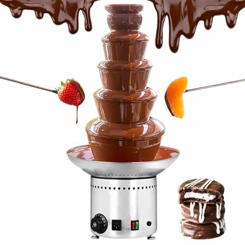 6 Tiers Chocolate Fountain, Machine Electric Chocolate Fondue Fountain Machine Stainless Steel with Making Chocolate DIY Waterfall for Party Wedding Birthday(5th Floor)