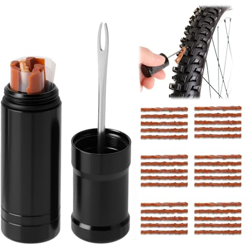 unillea Kit Riparazione Pneumatici Tubeless Bicicletta con Punte e Strumento, Kit di Foratura per Pneumatici MTB Strada senza Camera D'aria, Compatto Leggero Impermeabile Riutilizzabile Kit Meche