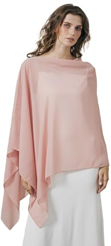BEAUTELICATE Scialle Elegante Donna Poncho Coprispalle Chiffon Stola Cape Estivo per Sposa Damigella Cerimonia Matrimonio Abito, Rosa Cipria