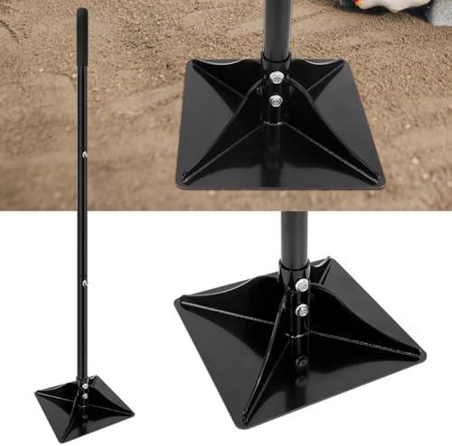Betonstampfer, Erdstampfer mit Breite Platte, Aus Stahl Bodenverdichter, Stampfer zum Verdichten von Boden, Kies und Sand, 20 x 20 cm Chassis, Hochleistungsstampfer mit 120 cm Griff