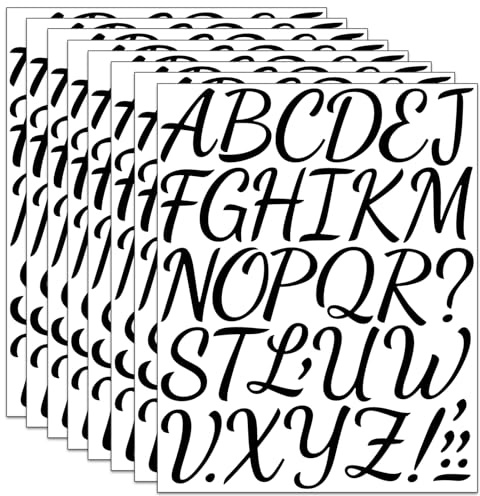 8 hojas de letras adhesivas grandes (5 cm), 288 unidades, pegatinas de vinilo autoadhesivas, resistentes al agua para buzón, scrapbooking, número de dirección, manualidades (negro)