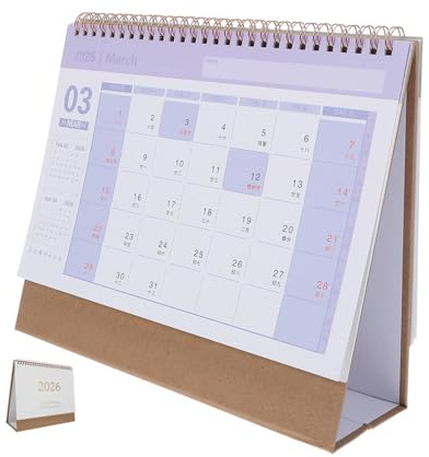 DOITOOL Standing Flip Desk Calendar 2026 Twine Wire Binding Table Planner with Blank Blocks for Office Home Scheduling & Time Management White