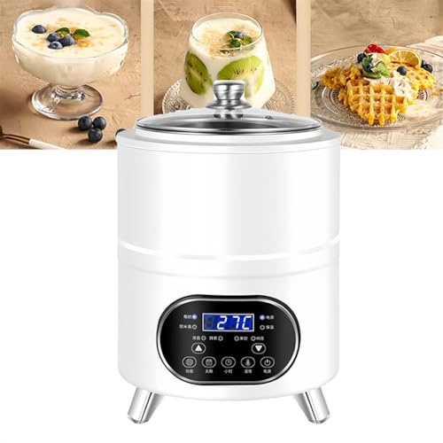TUPOSTAR Yogurtera Comercial De 8/12 L, MáQuina De FermentacióN De Masa, Control De Tiempo Y Temperatura Ajustables, para Ajo, Natto, Encurtidos Y Vino De Arroz Dulce,Blanca,8L
