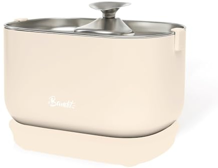 Bandit - Fontaine à Eau Filaire pour Chat 2,5L - Filtration 4 étapes - Ultra silencieuse inférieure 30dB - Acier Inoxydable - Plateau et Embout Compatibles Lave-Vaisselle - Crème