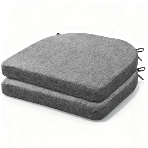 Chingcoo 2er-Set Sitzkissen Outdoor, Stuhlkissen 40 x 40 cm, Stuhlkissen Stuhl mit Bändern für Esszimmer, Wohnzimmer, Bürostuhl, Balkonstuhl, Sitzpolster (Hellgrau)
