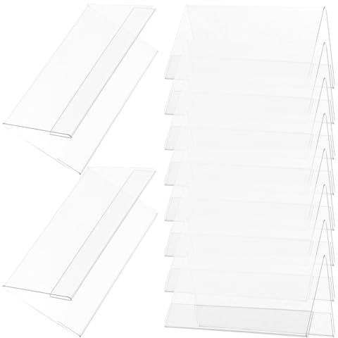 COLLBATH Porta Targhetta da Tavolo Trasparente V-Shaped, 10 Pezzi Cartellini Porta-Nome Bifacciali in Plastica 12x6 Cm per Ufficio, Conferenze, Buffet e Riunioni Aziendali