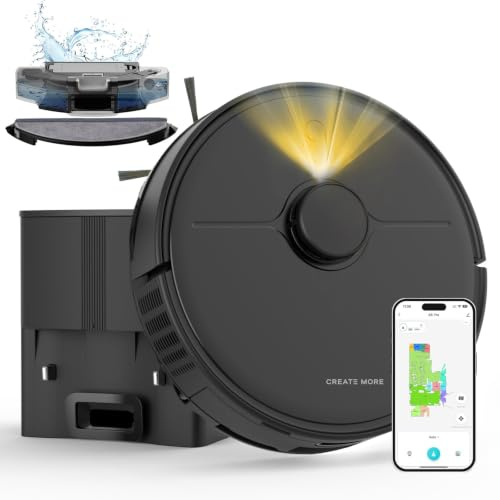 Robot Vacuum Cleaner with Mop,Robotic Vacuum with 6000Pa Super Suction,Self Emptying Robot Vacuum with 90 Days Hands-Free,Mapping,LiDAR Navigation,APP/WiFi/Alexa,Perfect for Hard Floors and Carpets