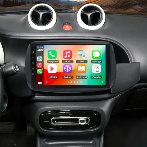 Autoradio Android 14 4+64G pour Benz Smart 2014-2022, stéréo 9 Pouces avec CarPlay sans Fil et Android Auto pour GPS Bluetooth WLAN FM SWC AHD Caméra de recul Micro.