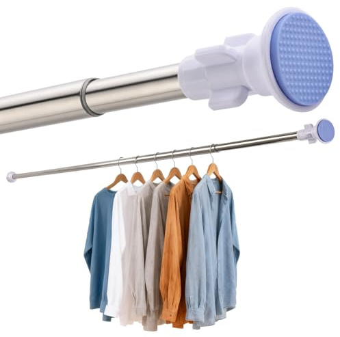 Extendable Shower Curtain Pole Tension Rods for Curtains No Drill 158-295cm | Telescopic Curtain Pole Spring Shower Rails Curtain Rails for Window Bathroom Bedroom and Doorway