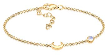 Elli Armband Damen Halbmond Stern Filigran mit Mondstein 925 Silber | 925 Sterling Silber Vergoldet