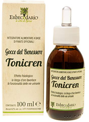 Gocce del Benessere Tonicren, Integratore Depurativo per le Vie Urinare E Benessere dei Reni, Miscela Di Pilosella Tintura Madre, Centinodia e Verga D’Oro, Integratore Drenante forte - 100ml