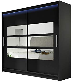 Mirjan24 Armoire à vêtements avec Miroir London III à Portes coulissantes et Portes coulissantes 180 x 215 x 57 cm