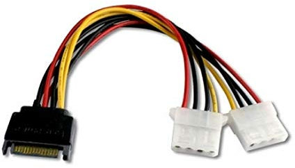 ISTARCOMPUTER Adaptateur Alimentation Câble Convertisseur - SATA Mâle vers 2 Molex Femelle, Compatible Multi-Composants, 19 cm