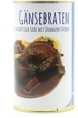 Gänsebraten mit Brust und Keule in kräftiger Soße mit Orangenstücken 1200g - Große Konserve - Diem - 2 Portionen