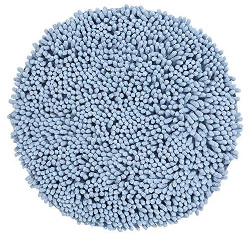 PANA® Runde Mikrofaser Chenille Badematte - Ø 56 cm - Farbe: Hellblau | Kuschelig weicher runder Badvorleger - Maschinenwäsche bei 30° - Antirutsch-Latex-Unterseite - Trocknergeeignet