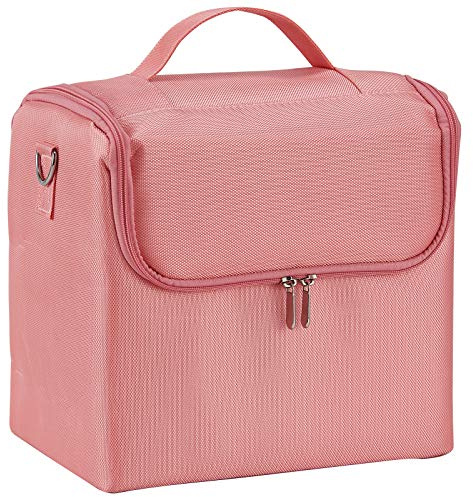 Valigetta Trucchi Professionale Borsa porta trucchi da Viaggio Makeup Case Tessuto Oxford Borsa per Cosmetic Grande con Tracolla Beauty Valigetta Unghie a Gioielleria Organizzatore, Rosa