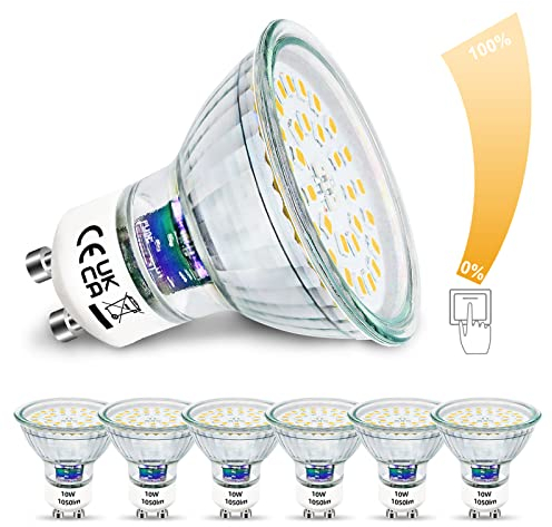 Unikcst Lampadina GU10 LED Dimmerabile 10W Lampadine Equivalente alogeno 100W Lampadina Alogene Luminose 1050Lumen 4500K Bianco Neutro Lampadine LED 230V, 6 Pezzi