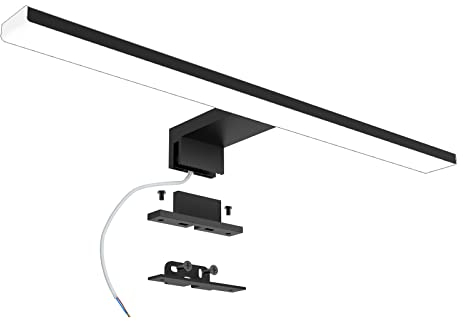 Azhien Lampada da Specchio a LED 10W 820LM, 40cm Lampada Specchio Bagno Bianco Neutro 4000K,3 in 1 230V Luce Specchio Bagno Led IP44 Impermeabile, Nero