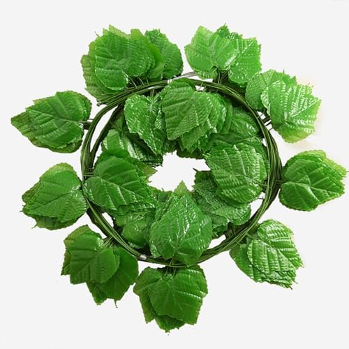 NOUJEN Ensemble de 2 pièces Raisin Artificiel Guirlande,2,4 m - 66 Feuilles Tissu Artificiel Feuilles Guirlande, Lierre Plante Artificielle Guirlande Vigne pour Salon, Chambre, Jardin, mitoyen