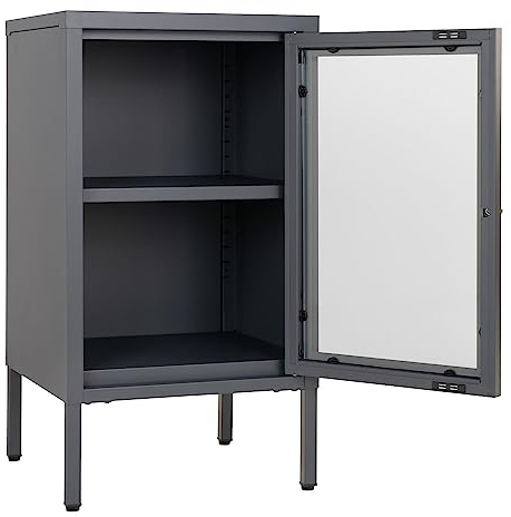 Grauer Schrank mit Glastür