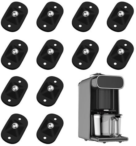 12 Pcs Self Adhesive Small Appliance Rollers,Small Caster Wheels 360°Rotation Universal Appliance Wheels for Kitchen Appliances on The Counter,Storage Box,Small Furniture(Black)