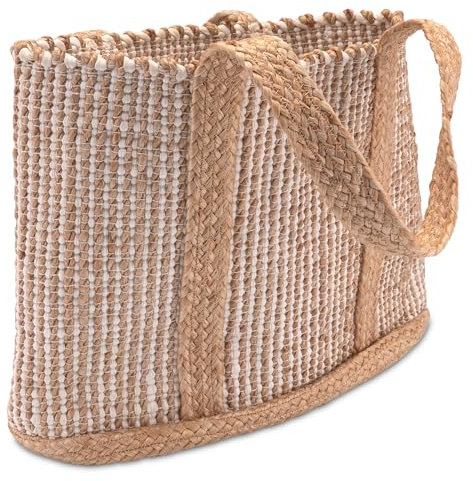 Decorasian Shopping Tasche aus Jute – Jutetasche – Einkaufstasche im Boho Stil – Ibiza Tasche