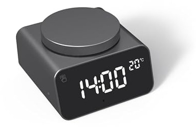 Xoopar - Reloj Despertador Digital Iluminado con Termómetro - Ajuste Automático De Hora y Temperatura - Fácil Configuración De La Alarma - en Aluminio - Plástico Reciclado - Alarma REDDI Negra