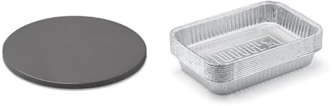 Weber glasierter Pizzastein klein, rund, 26 cm 18413 Schwarz & 6415 Small 7-1/2-Inch-by-5-inch Aluminum Drip Pans, Set of 10