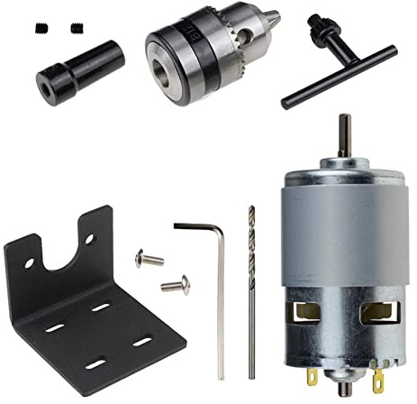 Yjijaiifd 775 Motor 10000Rpm DC 12V Lathe 775 Motor with Mini Hand Drill Chuck and Milling Machine Mounting Bracket