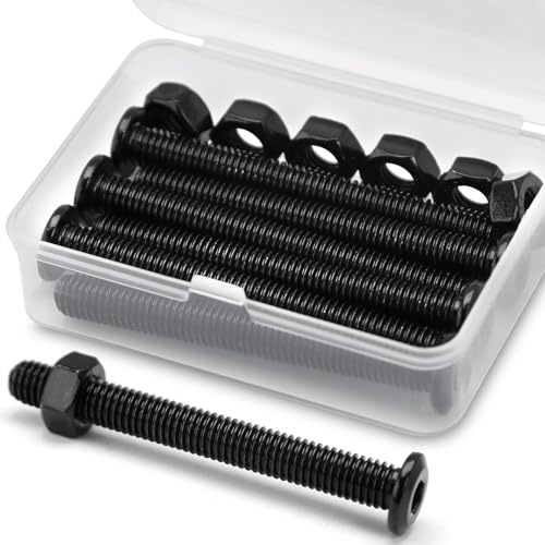 (6 Ensembles) M8 x 60mm Boulons et écrous à Tête Creuse Kit 304 Acier Inoxydable Oxyde Noir, Boulons de Meubles, Vis de Connecteur Pour Meubles