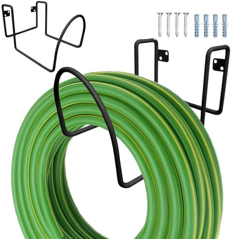 MWZBTG Supporto porta tubo, supporti per tubo esterno - Supporto per tubo da giardino resistente - Supporto per tubo 'acqua in metallo, supporto a parete per organizer di stoccaggio, gancio per tubo