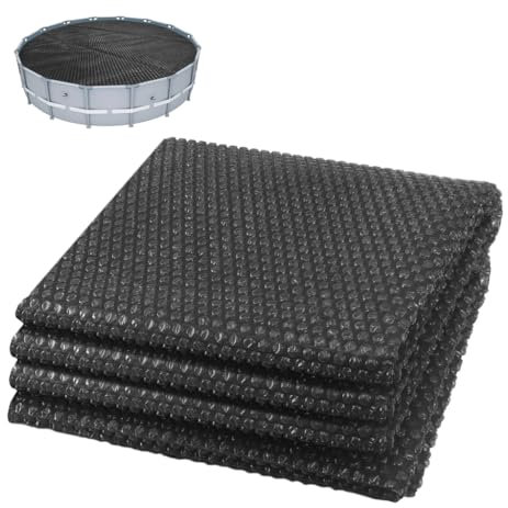 VOUNOT® Cubierta Solar Piscina Redonda Ø366cm, Manta Térmica Espesor 120 µm, Cobertor de Verano Isotérmico para Ahorro Energético, Negro