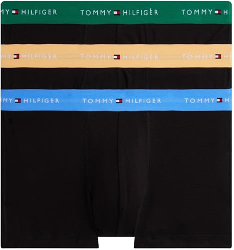 Tommy Hilfiger Calzoncillos bóxer Pack de 3 Hombre Trunks con logotipo en la cintura, Multicolor (Brl Orng/Blu Spel/Nouv Grn), XXL