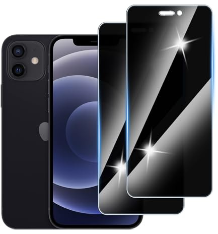Hirshen [2 Stück] Sichtschutzfolie für iPhone 12/iPhone 12 Pro Panzer Schutz Glas, Anti-Spähen Privatsphäre Schutzfolie, 9H Härte, Anti-Kratzer, Bläschenfrei,Anti-Spy